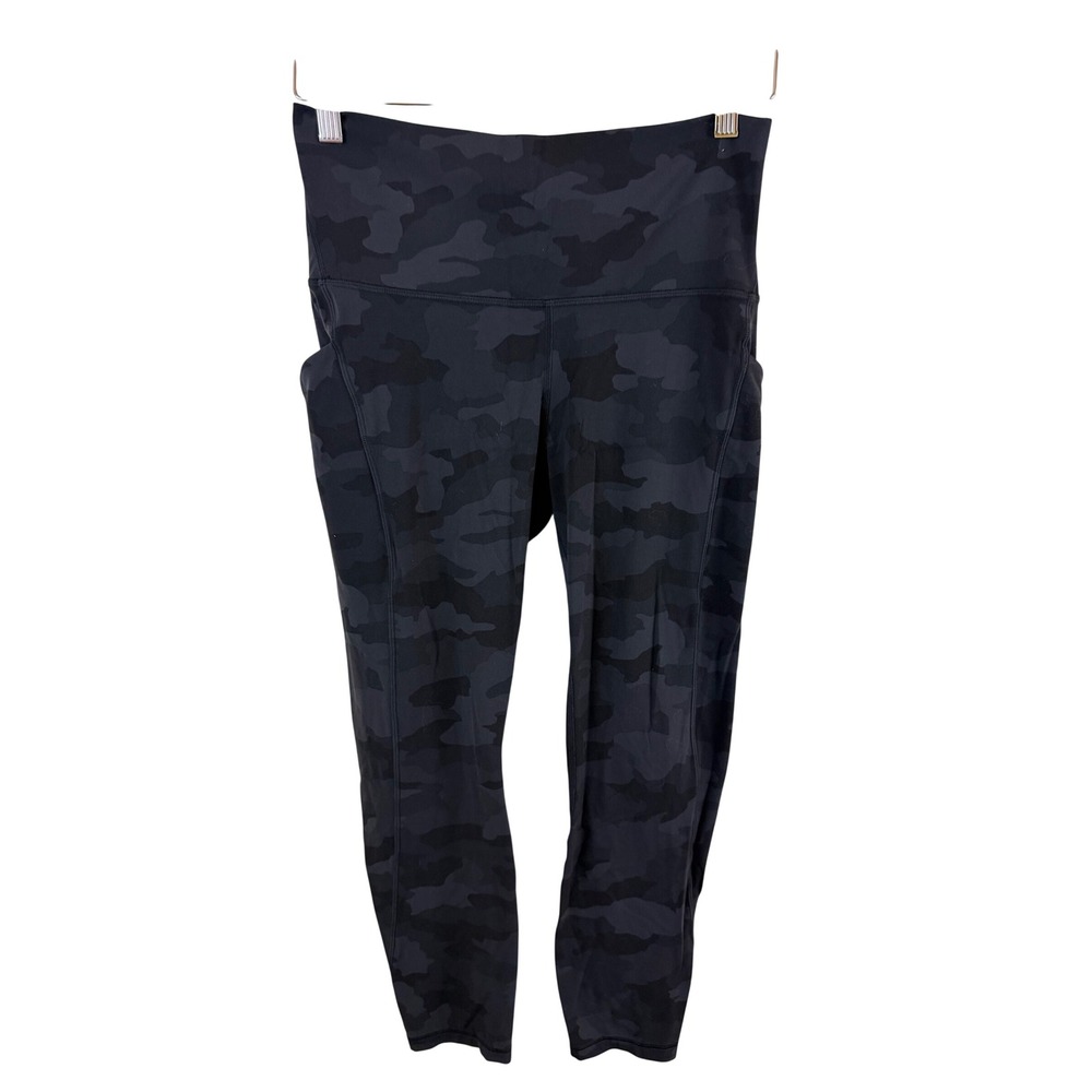 Lululemon Align High Rise Pant Crop with Pockets Women 10 Black Camo LW5DVXS